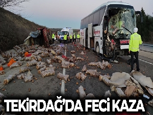 Tekirdağ'da kamyon ile otobüs çarpıştı: 1 ölü, 2 yaralı
