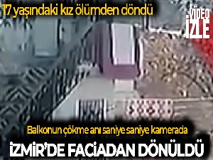 İzmir'de balkonun çökme anı kamerada