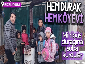 Minibüs durağına soba kurdular: Hem durak hem köy evi