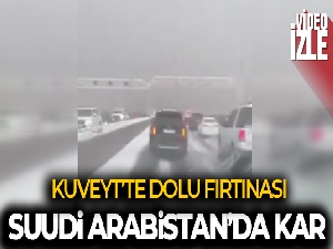 Arap Yarımadası'na dolu ve kar yağdı