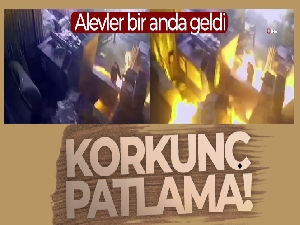 Ümraniye'de geri dönüşüm tesisinde patlama anı kamerada