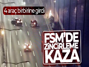 FSM köprüsünde zincirleme trafik kazası! 4 araç birbirine girdi