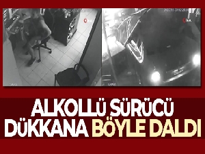 Alkollü sürücü dükkana daldı, 2 kişi ölümden döndü