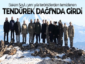 Bakan Soylu yeni yıla teröristlerden temizlenen Tendürek Dağı'nda girdi