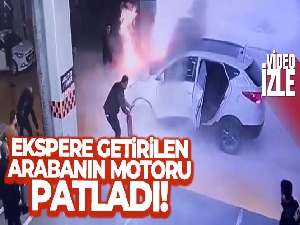 Ekspere getirilen arabanın motoru patladı, facianın eşiğinden dönüldü