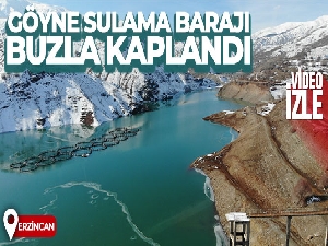 Erzincan'daki Göyne Sulama Barajı buzla kaplandı