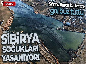 Sibirya soğuklarının yaşandığı şehirde göl dondu
