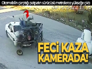 Afyonkarahisar'da feci kaza anbean güvenlik kameralarına yansıdı