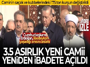 Cumhurbaşkanı Erdoğan, restorasyonu tamamlanan 3.5 asırlık Yeni Camii'yi yeniden ibadete açtı