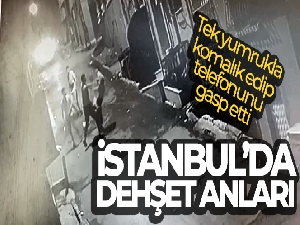 İstanbul'da dehşet anları kamerada: Tek yumrukla komalık edip telefonunu gasp etti