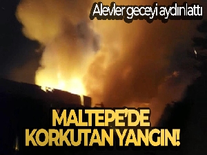 Maltepe'de gecekondu yangını: Alevler geceyi aydınlattı