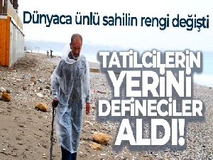 Sahilin rengi değişti, tatilcilerin yerini defineciler aldı