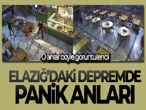 Elazığ'daki depremde panik anları güvenlik kamerasına yansıdı