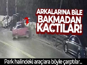 Hurdaya dönen araçlarını kaza bölgesinden ittirerek kaçtılar