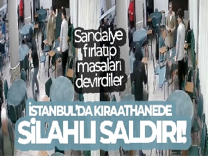 İstanbul'da kıraathanede silahlı saldırı kamerada: Sandalye fırlatıp, masaları devirdiler