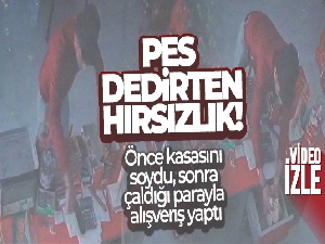 Önce kasasını soydu, sonra çaldığı parayla alışveriş yaptı