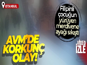 Şişli'de AVM'de Filipinli çocuğun yürüyen merdivene sıkıştığı anlar kamerada