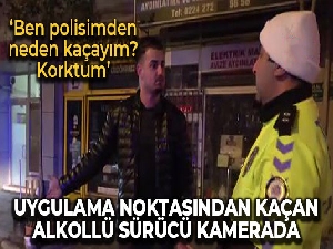Uygulama noktasından kaçan alkollü sürücü kamerada