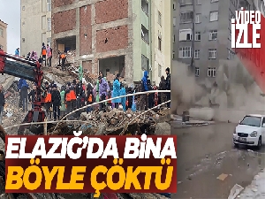 Elazığ'da bina böyle çöktü