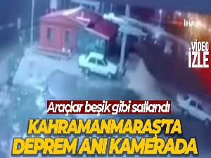 Deprem anı kamerada: Araçlar beşik gibi sallandı