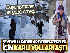Şemdinlili kadınlar depremzedeler için karlı yolları aştı