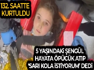 132. saatte kurtarılan 5 yaşındaki Şengül, hayata öpücük atıp "sarı kola istiyorum" dedi.