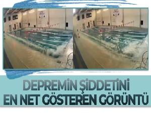 Depremin şiddetiyle havuzda tsunami meydana geldi