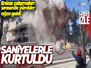 Enkaz çalışmaları sırasında ölümden saniyelerle kurtuluş kamerada