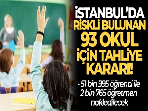 İstanbul'da 93 okulda Pazartesi günü eğitim ve öğretim yapılamayacak