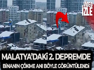 Malatya'da 2. depremde binaların çökme anı dron kamerasında