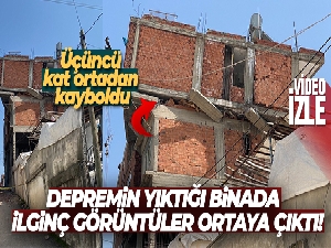 Depremin yıktığı binada ilginç görüntüler ortaya çıktı