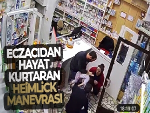 Eczacıdan hayat kurtaran Heimlick manevrası