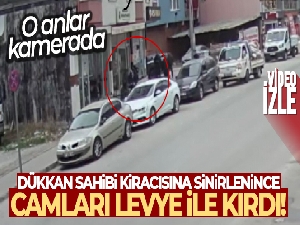Dükkan sahibi kendi kiracısına sinirlenince camları levye ile kırdı