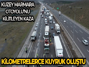 Kuzey Marmara Otoyolu'nda otomobil ile tır çarpıştı, kilometrelerce araç kuyruğu oluştu