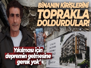 Bu kadarına da pes, binanın kirişlerini toprakla doldurdular