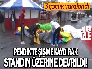 Pendik'te şişme kaydırak standın üzerine devrildi: 3 çocuk yaralandı