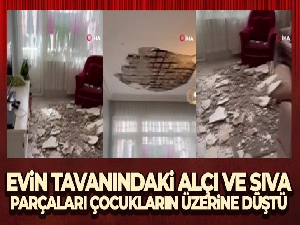 Bayrampaşa'da evin tavanındaki alçı ve sıva parçaları çocukların üzerine düştü