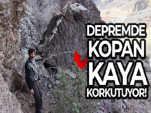 Omanağzı köyünde depremde kopan kaya korkutuyor