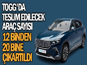 Togg'da teslim edilecek araç sayısı 12 binden 20 bine çıkartıldı