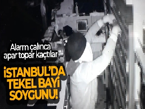 İstanbul'da tekel bayii soygunu kamerada: Alarm çalınca apar topar kaçtılar