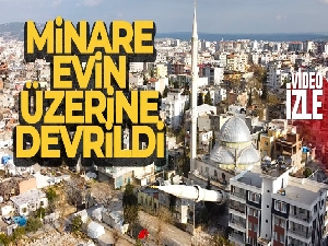Adıyaman'da minare evin üzerine devrildi