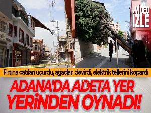 Adana'da fırtına çatıları uçurdu, ağaçları devirdi, elektrik tellerini kopardı