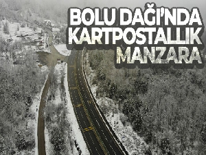 Karla kaplanan Bolu Dağı havadan görüntülendi