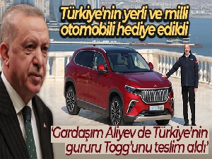 Cumhurbaşkanı Erdoğan: 'Gardaşım Aliyev de Türkiye'nin gururu Togg'unu teslim aldı'