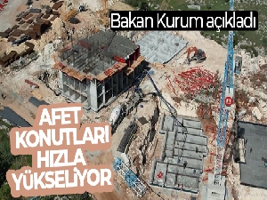 Bakan Kurum: 'Hatay Altınözü'ndeki afet konutları hızla yükseliyor, bina inşaatında ikinci kat göründü'