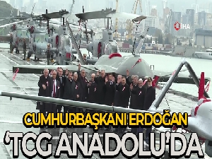 Cumhurbaşkanı Erdoğan 'TCG Anadolu' gemisinde incelemelerde bulundu