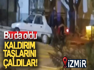 İzmir'de bu da oldu, kaldırım taşlarını çaldılar