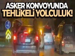 Asker konvoyunda tehlikeli yolculuk kamerada