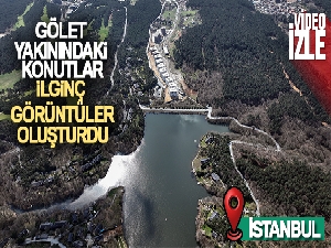 Gölet yakınındaki konutlar ilginç görüntüler oluşturdu