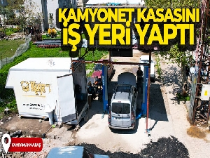 Kamyonet kasasını iş yeri yaptı